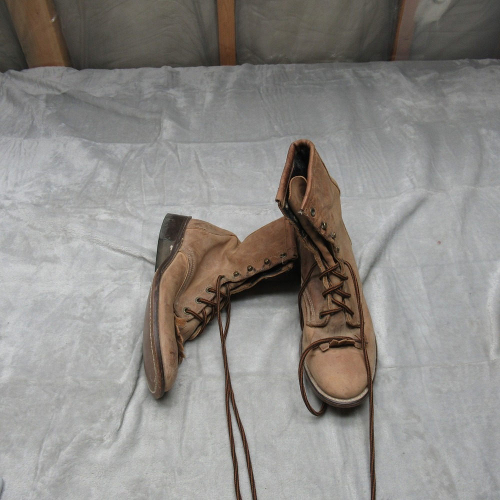 Laredo Mens‎ Boots 8M Brown Leather Fringe Western Cowboy Riding Roper USA Made
